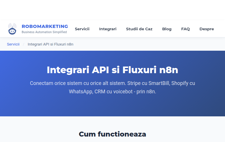 Automatizare CRM - integrari API si fluxuri n8n pentru procese business automate