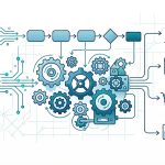 Automatizare procese business Romania - retea de conexiuni digitale reprezentand fluxuri automate intre sisteme