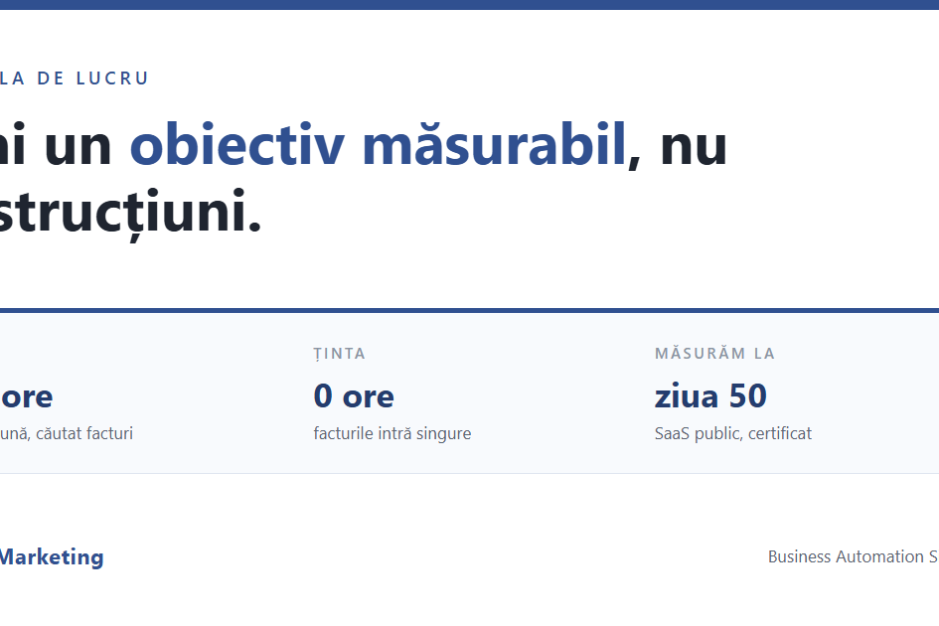 Dai un obiectiv măsurabil, nu instrucțiuni: azi 4 ore pe lună, ținta 0 ore, măsurăm la ziua 50