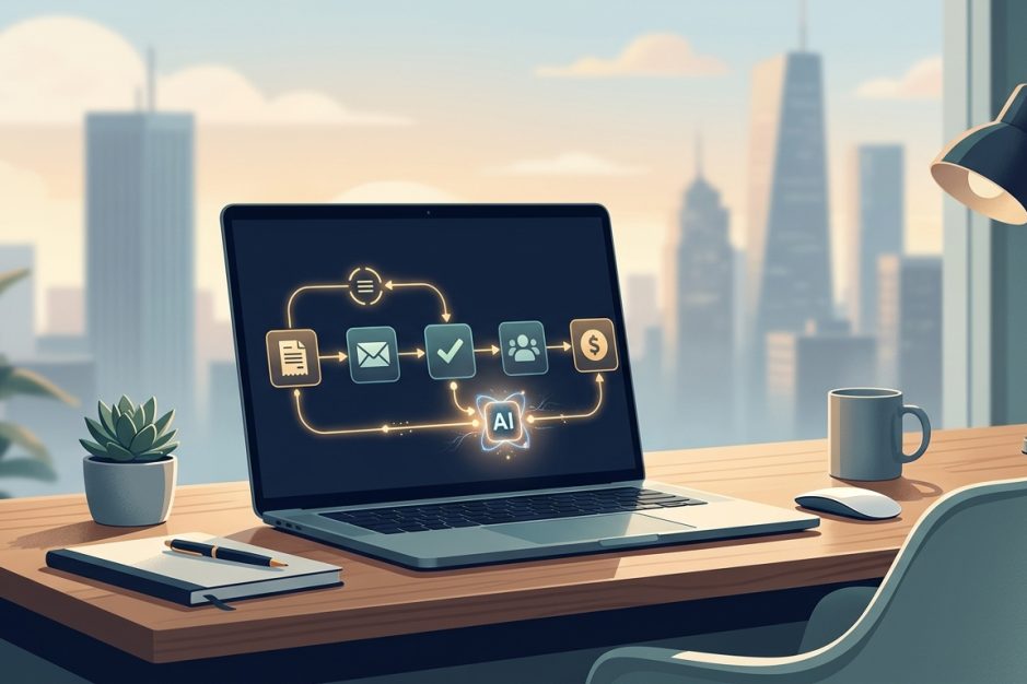 Automatizare fluxuri de lucru AI pentru IMM-uri: flux de procese coordonat de AI pe laptop